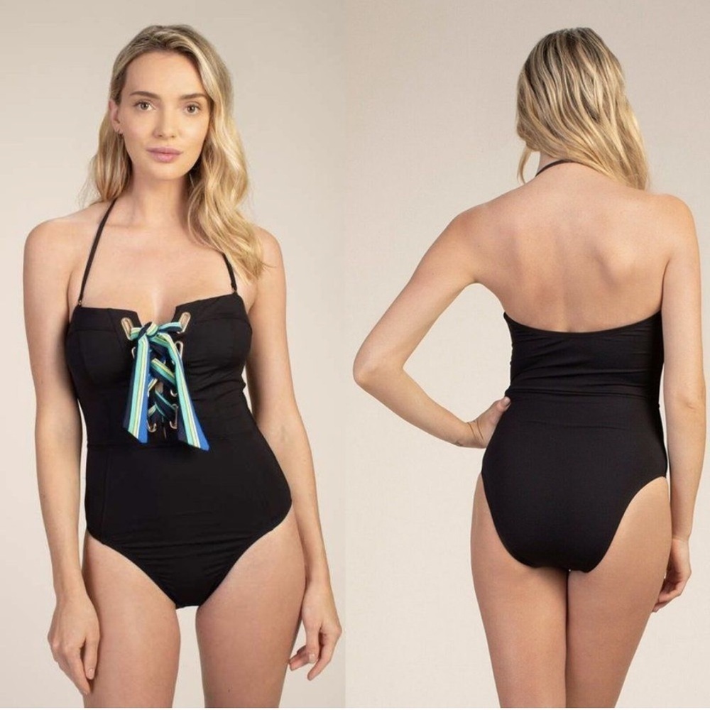 Trina Turk Black Ipanema One Piece Swimsuit Size 8